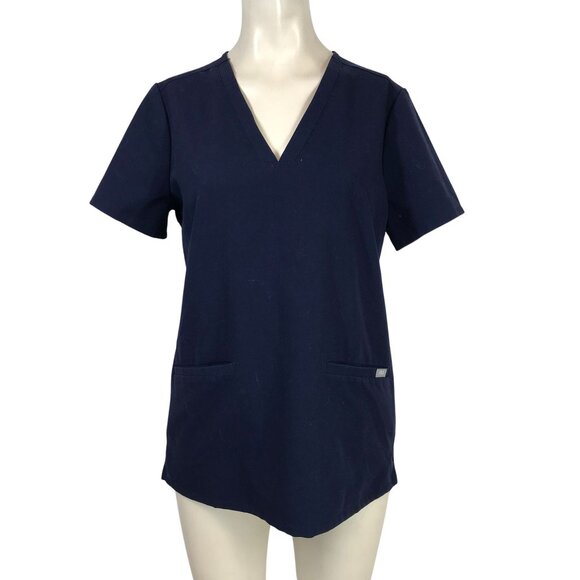 Figs Tops - FIGS - WOMEN'S SMALL -NAVY SHORT SLEEVE V NECK UNIFORM SCRUB TOP